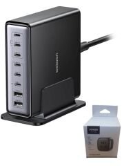 UGREEN 55763 X766 Nexode 6xUSB-C 2xUSB-A 200W GaN 8 Portlu Masaüstü Hızlı Şarj Cihazı İstasyonu (Ugreen 35608 Avrupa Priz Adaptörü İle)