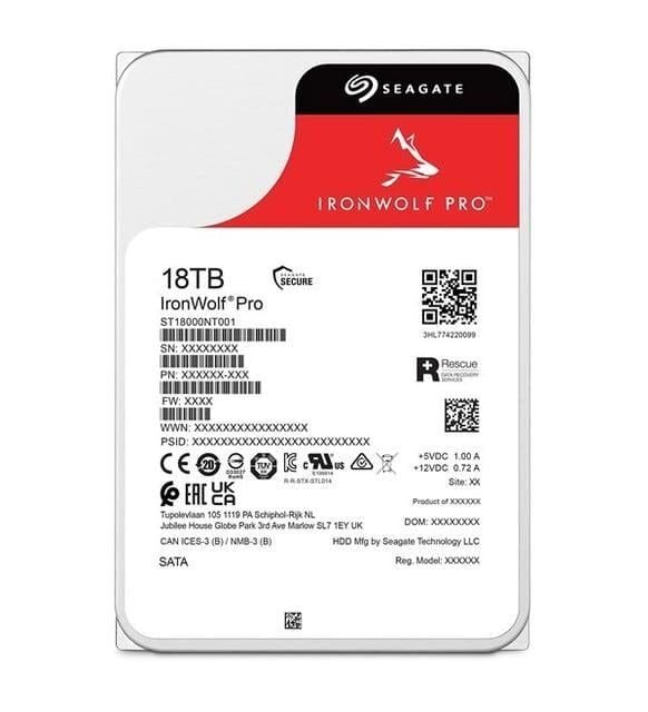SEAGATE IronWolf Pro NAS 18TB 7200rpm 256MB Sata3 NAS 3.5'' Harddisk (ST18000NT001)