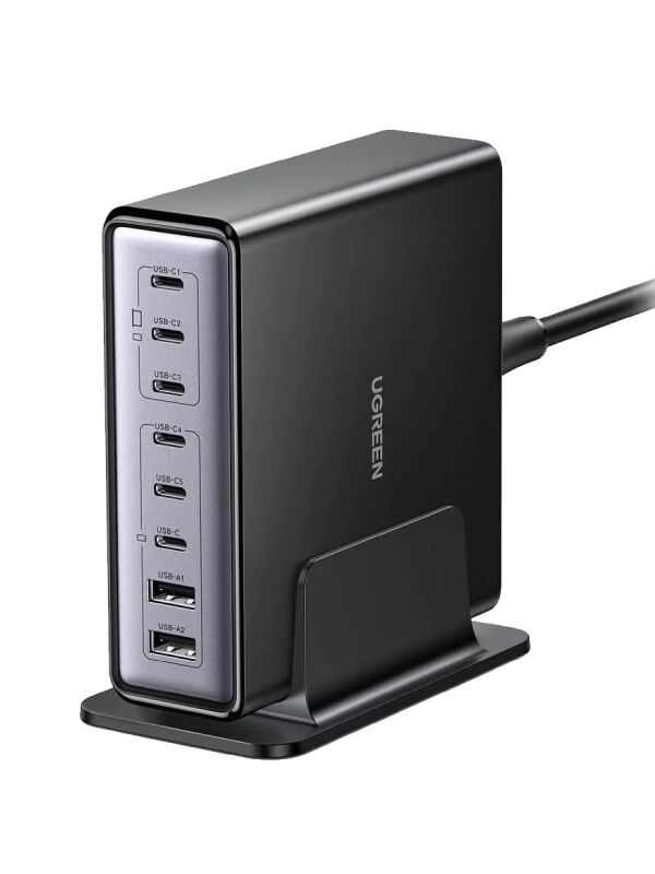 UGREEN 55763 X766 Nexode 6xUSB-C 2xUSB-A 200W GaN 8 Portlu Masaüstü Hızlı Şarj Cihazı İstasyonu (Ugreen 35608 Avrupa Priz Adaptörü İle)
