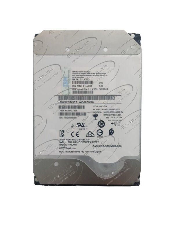 IBM 8TB 7.2K 12G SAS 3.5'' Server Sunucu Harddisk HUH721008AL4200 01LK203 01LJ065 01LK205 0F27425