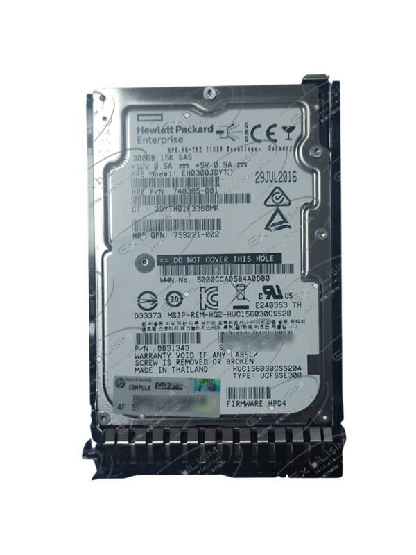 HPE 300GB 15K 12G SAS 2.5'' Server Sunucu Harddisk EH0300JDYTH HUC156030CSS204 748385-001 759221-002 0B31343