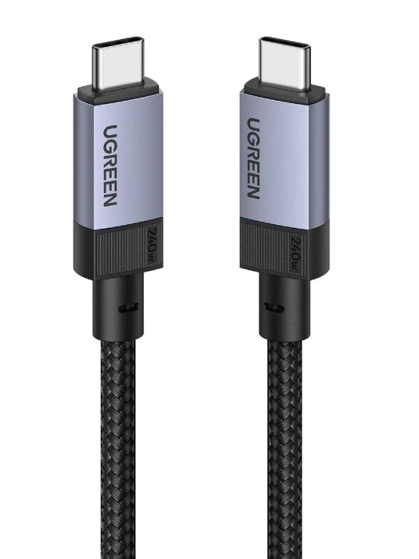 UGREEN 35767 240W 5A USB-C to USB-C 4K/60Hz 10GB/s Gen2 Tam Fonksiyonlu Veri Kablosu Örgülü