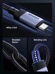 UGREEN 35767 240W 5A USB-C to USB-C 4K/60Hz 10GB/s Gen2 Tam Fonksiyonlu Veri Kablosu Örgülü
