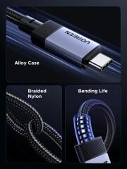 UGREEN 35767 L701 240W 5A USB-C to USB-C 4K/60Hz 10GB/s Gen2 Tam Fonksiyonlu Veri Kablosu 1metre
