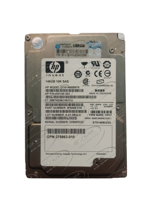 HP 146GB 10K 3G SAS 2.5'' Server Sunucu Harddisk DG0146BB976 ST9146802SS 430165-003 375863-010 9F6066-035