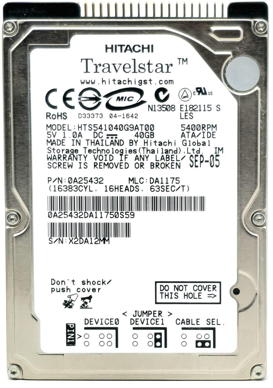 HİTACHİ Travelstar 40GB 5400rpm PATA (IDE) Harddisk HTS541040G9AT00 39T2521