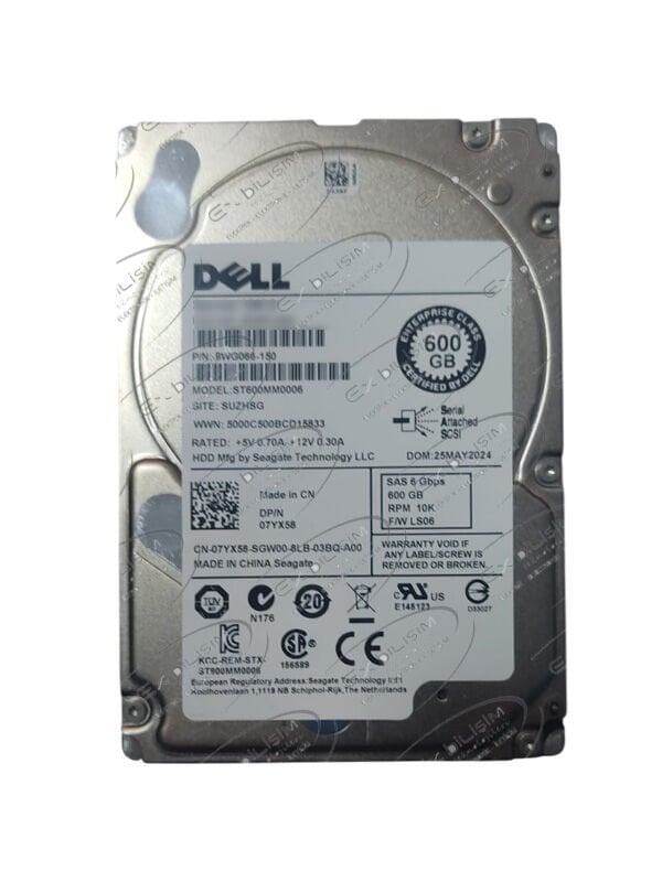 DELL EnterPrise 600GB 10K 6G SAS 2.5'' Server Sunucu Harddisk ST600MM0006 9WG066-150 07YX58