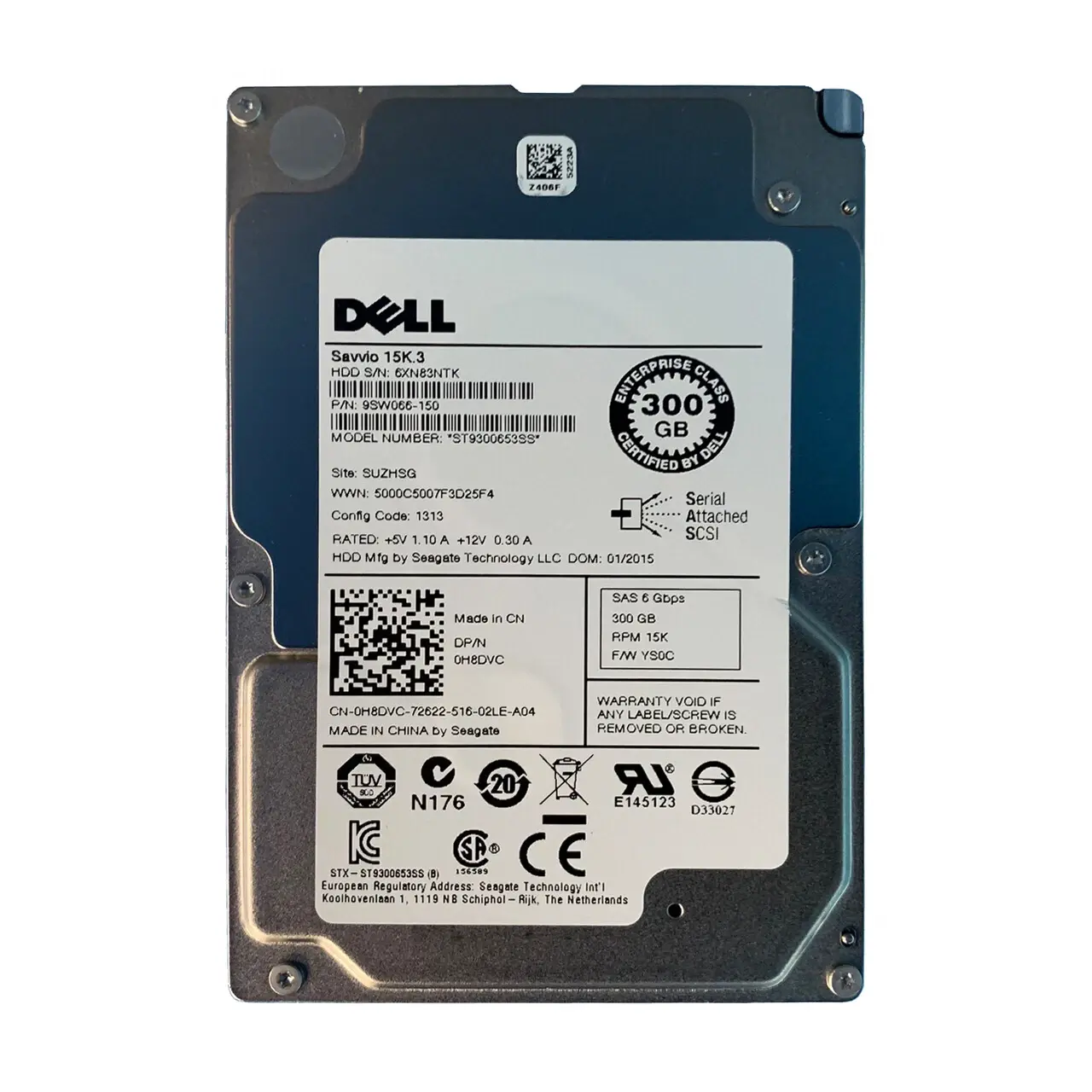 DELL EnterPrise 300GB 15K 6G SAS 2.5'' Server Sunucu Harddisk ST9300653SS 9SW066-150 0H8DVC