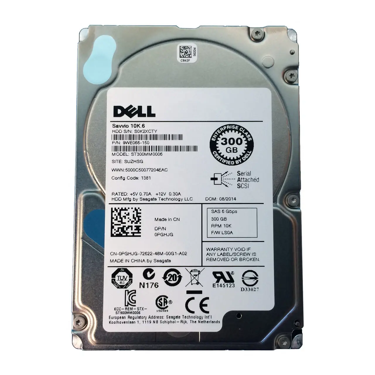 DELL EnterPrise 300GB 10K 6G SAS 2.5'' Server Sunucu Harddisk ST300MM0006 9WE066-150 0PGHJG