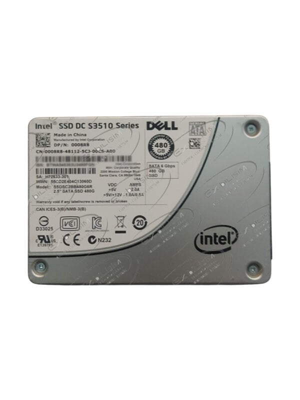 İNTEL DELL DC S3510 Series 480GB 6G Sata 2.5'' Server Sunucu SSD SSDSC2BB480G6R H72633-301 0008R8