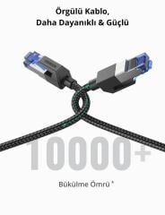 UGREEN 80429 NW153 CAT8 2000MHz Stabil Bant 25GB/s Yüksek Ağ Hızı Örgülü Ethernet Kablosu 1metre