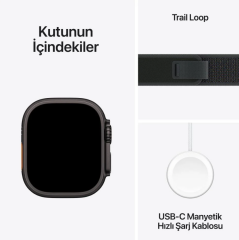 APPLE Watch Ultra 2 GPS + Cellular 49mm Siyah Titanyum Case with Siyah TL S/M Akıllı Saat MX4U3TU/A (Apple TÜRKİYE Garantili)