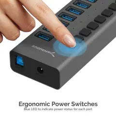 SABRENT HB-PU16 16 Port LED USB 3.0 Hub Çoklayıcı Alüminyum - 2