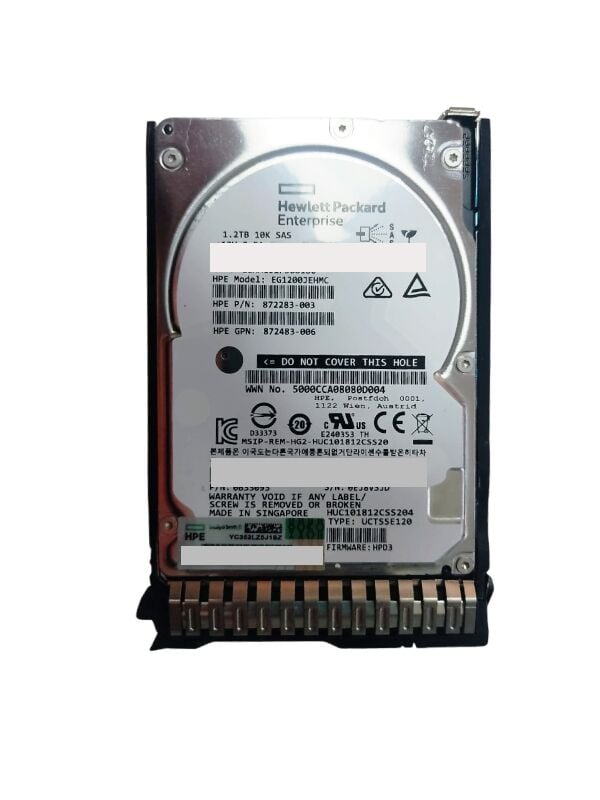 HPE 1.2TB 10K 12G SAS 2.5'' Server Sunucu Harddisk EG1200JEHMC HUC101812CSS204 872283-003 872483-006 0B33093