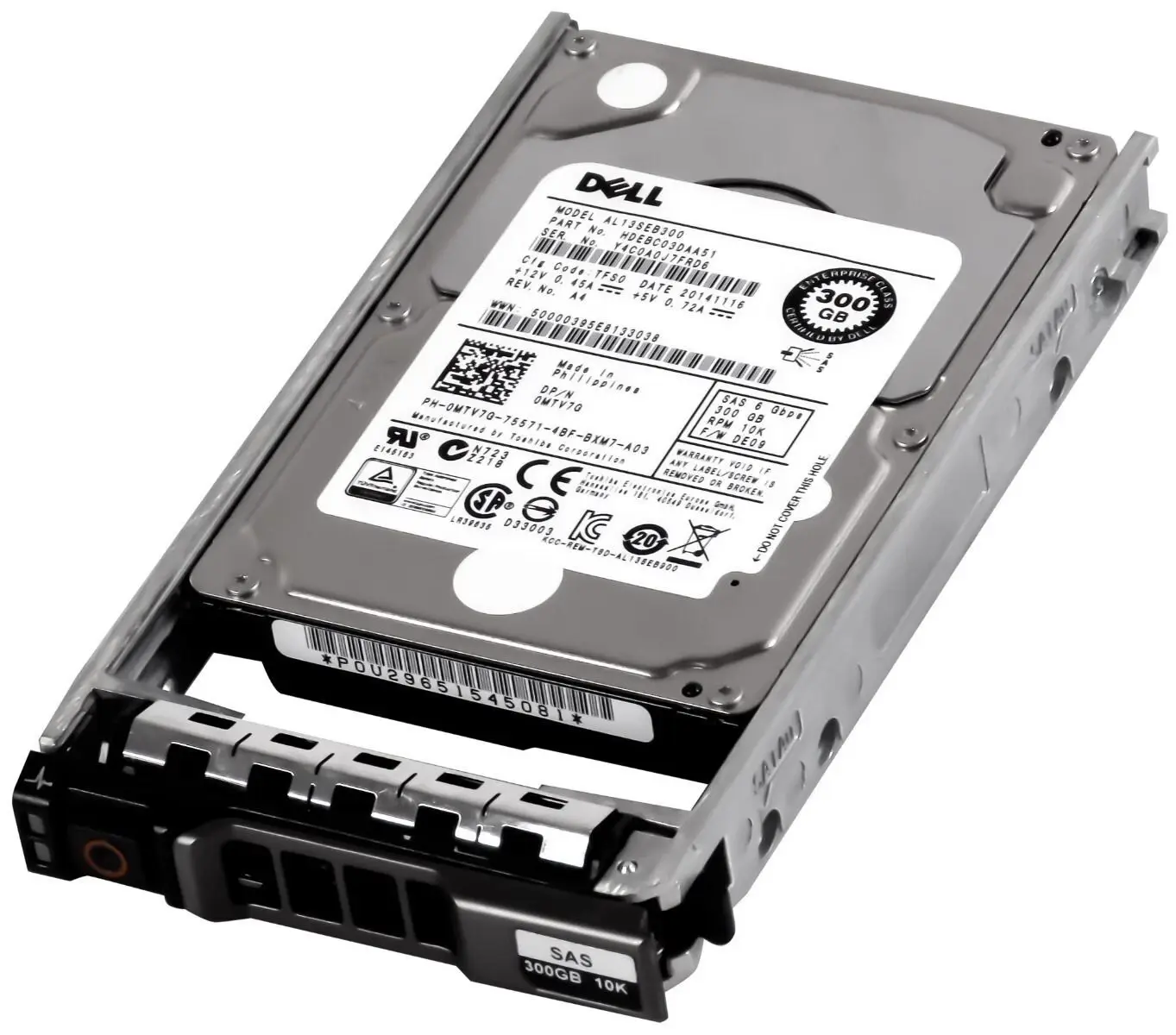 DELL EnterPrise 300GB 10K 6G SAS 2.5'' Server Sunucu Harddisk AL13SEB300 HDEBC03DAA51 0MTV7G