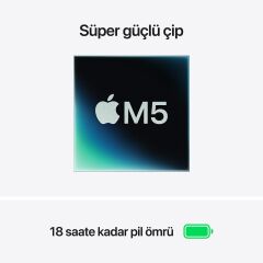 APPLE MacBook Air (M5) 10C CPU 10C GPU 16GB 512GB SSD 15.3'' MacOS Gece Yarısı Dizüstü Bilgisayar A3448