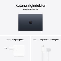 APPLE MacBook Air (M5) 10C CPU 10C GPU 16GB 512GB SSD 15.3'' MacOS Gece Yarısı Dizüstü Bilgisayar A3448