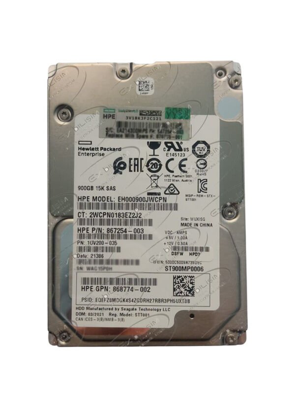 HPE 900GB 15K 12G SAS 2.5'' Server Sunucu Harddisk EH000900JWCPN 867254-003 868774.02 1UV200-035