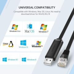 UGREEN 60813 CM204 USB-A to RJ45 Dönüştürücü Stabil Bağlantı Flat Kablo Siyah 3metre