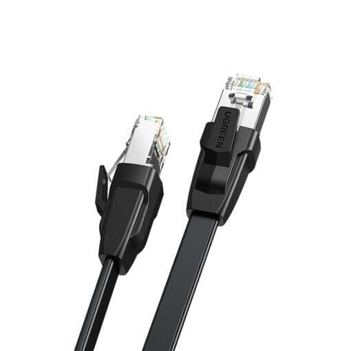 UGREEN 10983 CAT8 2000MHz Stabil Bant 40GB/s U/FTP Flat RJ45 Yassı Ethernet Kablosu Siyah 5metre