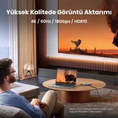 UGREEN 15375 CM498 9 in 1 USB-C to 2xUSB-A Çoklayıcı 1x4K/60Hz HDMI 2xUSB-C 3.2 1xRJ45 Gigabit Ethernet 1xSD 1xTF Kart Okuyucu 1xUSB-C PD 100W Şarj Desteği Çok Fonksiyonlu Bağlantı İstasyonu