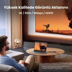 UGREEN 15375 CM498 9 in 1 USB-C to 2xUSB-A Çoklayıcı 1x4K/60Hz HDMI 2xUSB-C 3.2 1xRJ45 Gigabit Ethernet 1xSD 1xTF Kart Okuyucu 1xUSB-C PD 100W Şarj Desteği Çok Fonksiyonlu Bağlantı İstasyonu