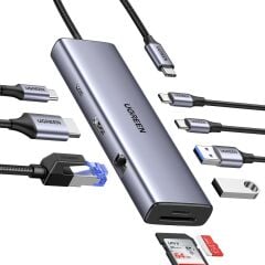 UGREEN 15375 CM498 9 in 1 USB-C to 2xUSB-A Çoklayıcı 1x4K/60Hz HDMI 2xUSB-C 3.2 1xRJ45 Gigabit Ethernet 1xSD 1xTF Kart Okuyucu 1xUSB-C PD 100W Şarj Desteği Çok Fonksiyonlu Bağlantı İstasyonu