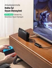 UGREEN 20265 USB-A 3.0 to 3xUSB-A Çoklayıcı 1xRJ45 1000MB/s Gigabit Ethernet Dönüştürücü 3 Port Hub USB Çoklayıcı