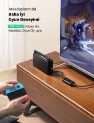 UGREEN 20265 USB-A 3.0 to 3xUSB-A Çoklayıcı 1xRJ45 1000MB/s Gigabit Ethernet Dönüştürücü 3 Port Hub USB Çoklayıcı