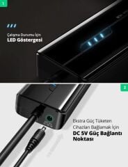 UGREEN 20265 USB-A 3.0 to 3xUSB-A Çoklayıcı 1xRJ45 1000MB/s Gigabit Ethernet Dönüştürücü 3 Port Hub USB Çoklayıcı