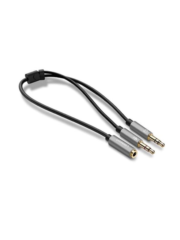 UGREEN 20899 AV140 2x3.5mm Erkek 1x3.5mm Dişi Konnektör Ayırıcı Ses Kablosu Örgülü 20cm