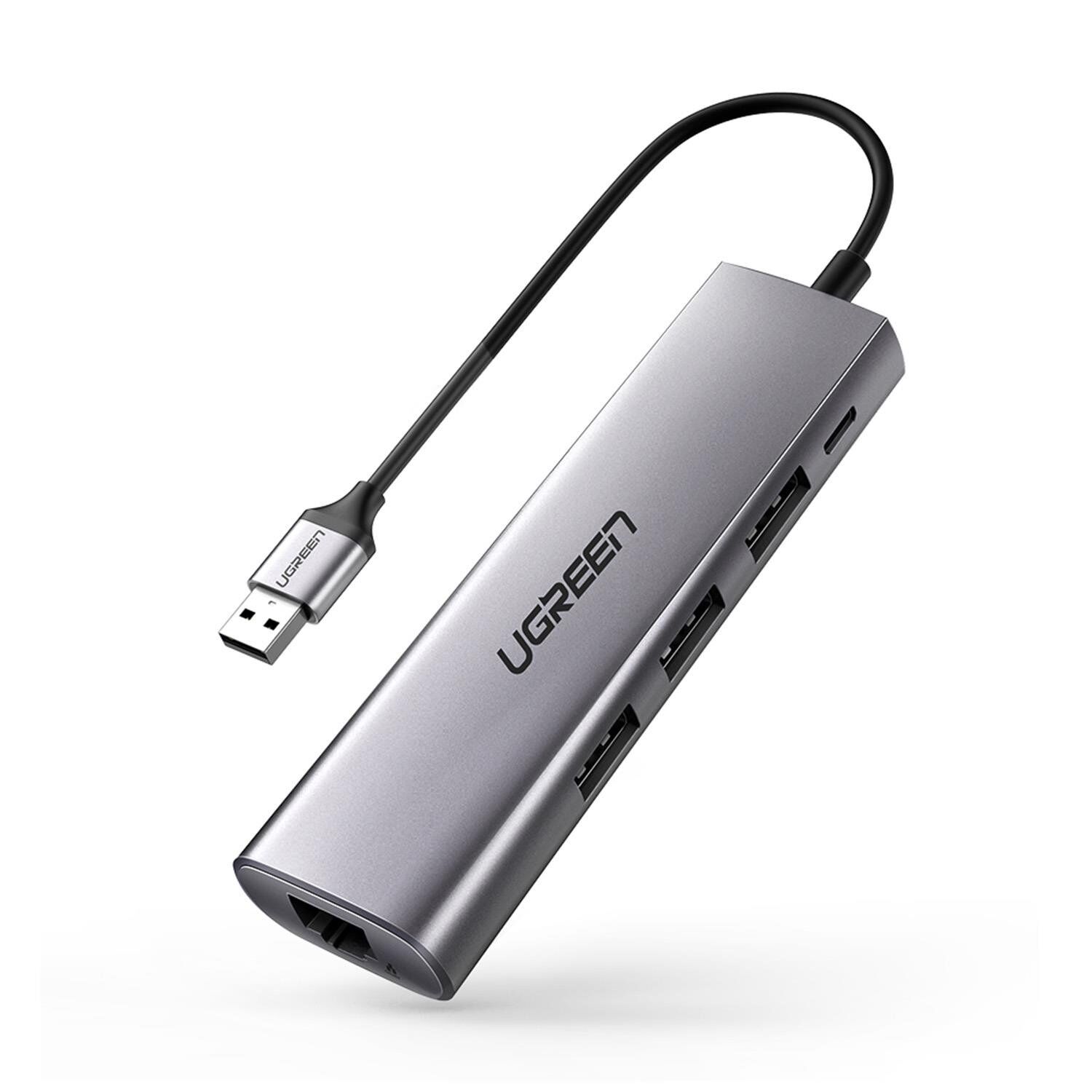 UGREEN 20915 CM475 USB-A 3.0 to 3xUSB-A 3.0 1xRJ45 Gigabit Çok Fonksiyonlu Ethernet Adaptörü