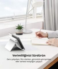 UGREEN 30485 LP115 4''-11'' 15° ile 100° Ayarlanabilir Çok Açılı Kaymaz Ped Katlanabilir Taşınabilir Masaüstü Tablet ve Telefon Standı Beyaz