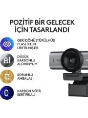 LOGİTECH MX Brio Ultra HD 4K 1080p Mikrofonlu Webcam Açık Gri (960-001555)