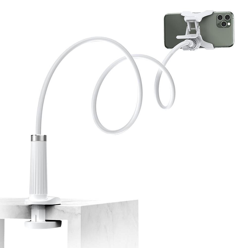 UGREEN 30488 LP113 3.7''-7.2'' Ayarlanabilir 360° Dönebilir Kaymaz Ped Flexible Çelik Alüminyum Karışık Tasarım Esnek Yatak Masa Tablet ve Telefon Tutucu Beyaz 90cm