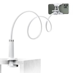 UGREEN 30488 LP113 3.7''-7.2'' Ayarlanabilir 360° Dönebilir Kaymaz Ped Flexible Çelik Alüminyum Karışık Tasarım Esnek Yatak Masa Tablet ve Telefon Tutucu Beyaz 90cm
