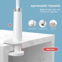 UGREEN 30488 LP113 3.7''-7.2'' Ayarlanabilir 360° Dönebilir Kaymaz Ped Flexible Çelik Alüminyum Karışık Tasarım Esnek Yatak Masa Tablet ve Telefon Tutucu Beyaz 90cm