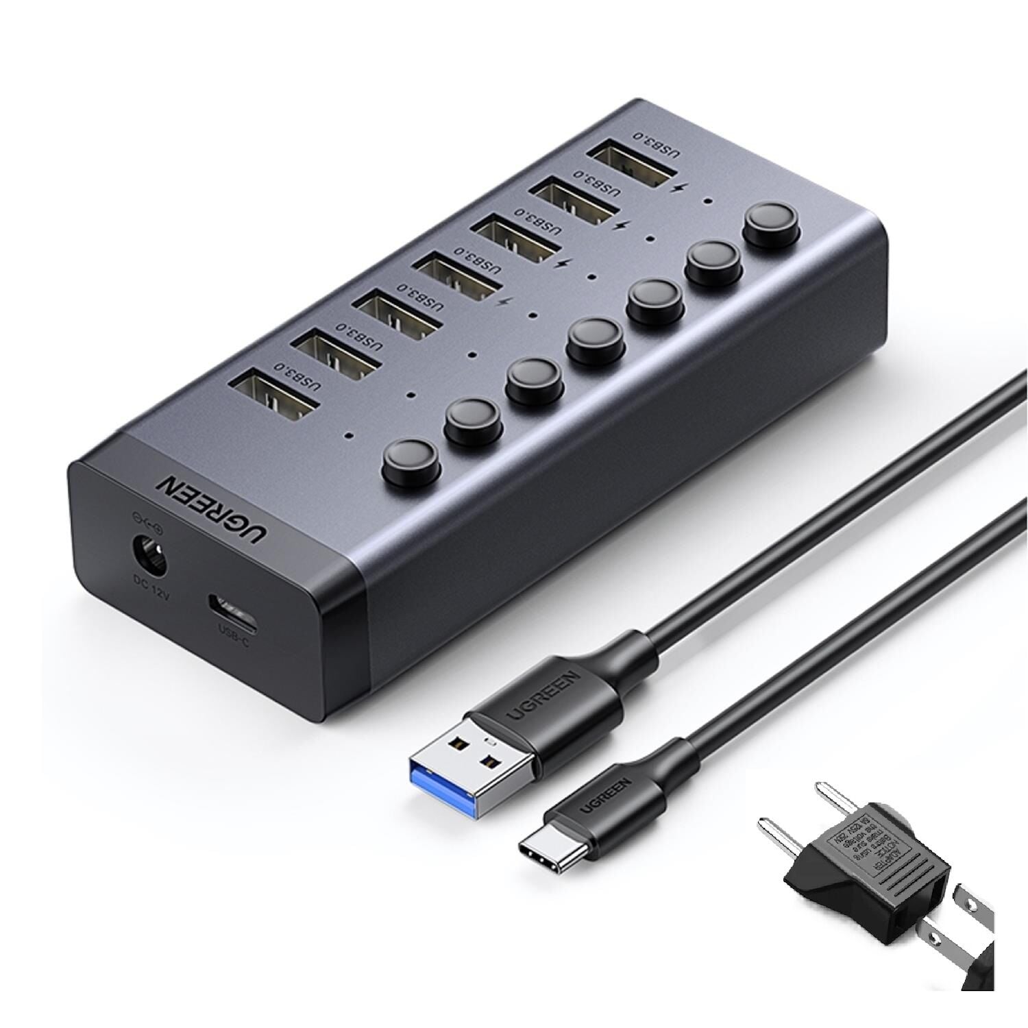 UGREEN 30778 7 Port USB 3.0 Bağlantı Noktası 5Gbps Aktarım Hızı Hub Çoklayıcı ve Şarj İstasyonu