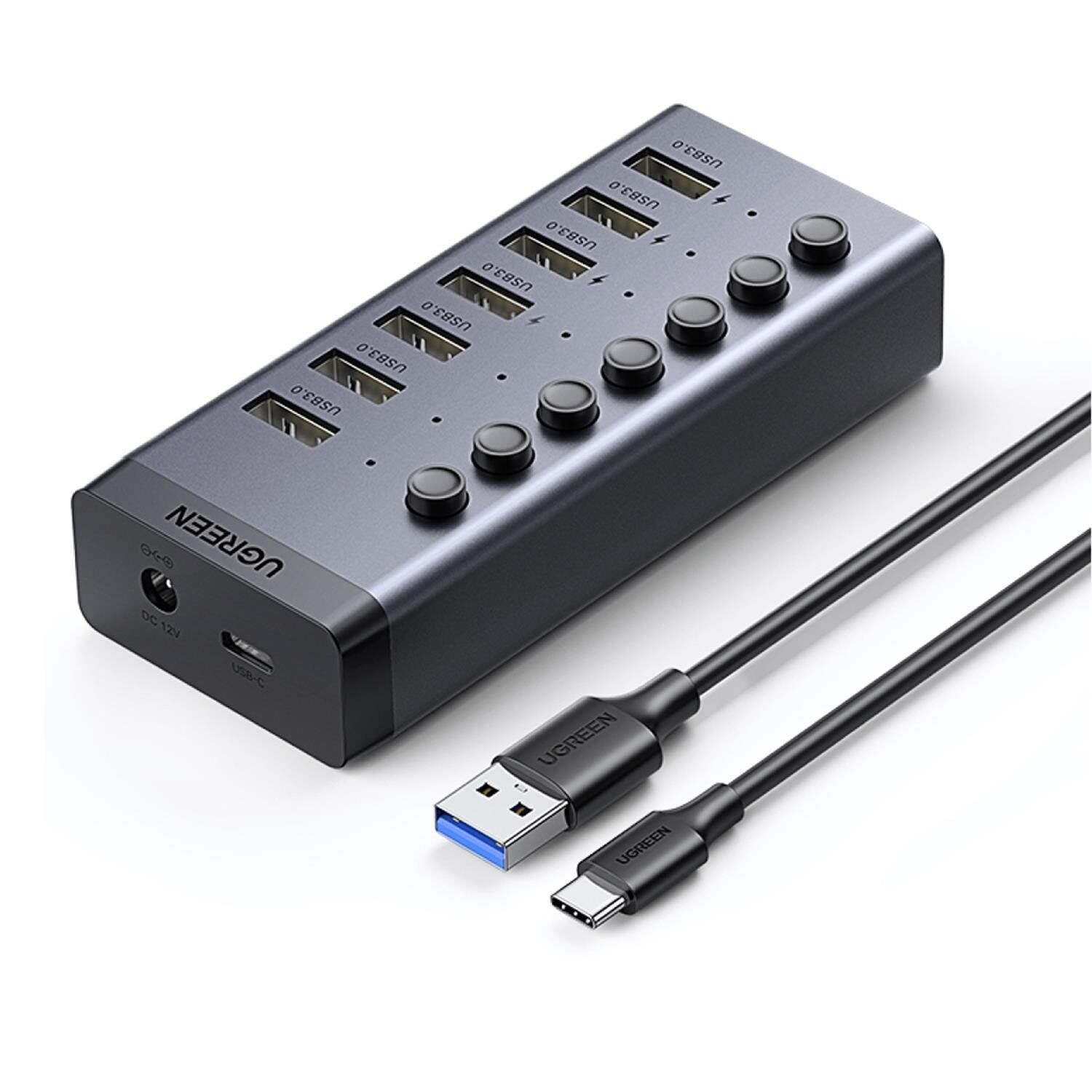 UGREEN 30778 7 Port 5Gbps (USB 3.0 Bağlantı Noktasında) Aktarım Hızı Hub Çoklayıcı ve Şarj İstasyonu