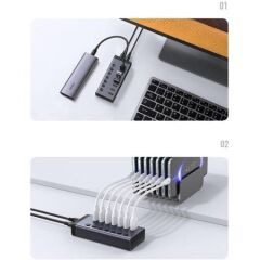 UGREEN 30778 7 Port 5Gbps (USB 3.0 Bağlantı Noktasında) Aktarım Hızı Hub Çoklayıcı ve Şarj İstasyonu