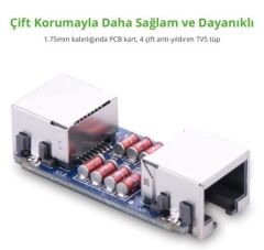 UGREEN 30837 RJ45 Ethernet Kablo Birleştirme Aparatı Yuvarlak 10GB/s'e Kadar Veri Aktarım Hızı Siyah