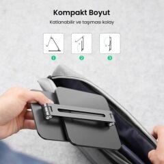 UGREEN 40393 LP134 150 Derece Ayarlanabilir Açı 7.9''-12.9'' Alüminyum Gövde Katlanabilir Masaüstü Telefon ve Tablet Standı Antrasit