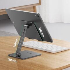 UGREEN 40393 LP134 150 Derece Ayarlanabilir Açı 7.9''-12.9'' Alüminyum Gövde Katlanabilir Masaüstü Telefon ve Tablet Standı Antrasit