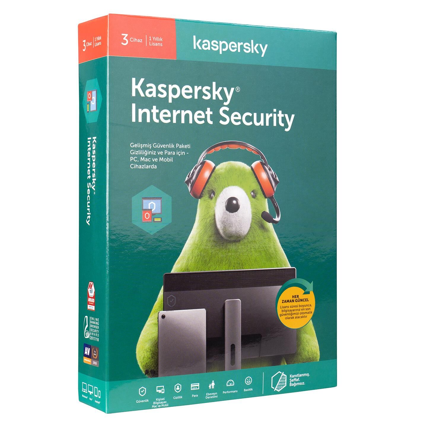 KASPERSKY İnternet Security 3 Kullanıcı 1 Yıl | Çoklu Cihaz Lisansı