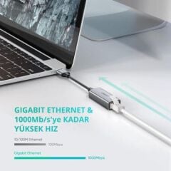 UGREEN 50922 CM209 USB-A 3.0 to RJ45 10/100/1000Mbps Gigabit Ethernet Adaptörü Uzay Grisi - 2