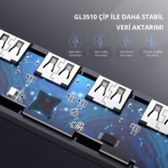 UGREEN 50985 USB 3.0 4 Port USB Hub Çoklayıcı Dönüştürücü 5Gbps Veri Transfer Hızı