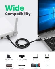 UGREEN 70172 NW121 CAT8 2000MHz Bant 25GB/s Daha Yüksek Ağ Hızı Ethernet Kablosu Siyah 5metre