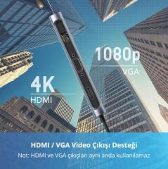 UGREEN 70490 9 in 1 USB-C to HDMI VGA Ethernet Hub Çoklayıcı Adaptör