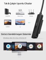 UGREEN 70609 USB 3.0 to SATA 3 Adaptör Kablosu UASP Destekli 5Gbps Yüksek Hız