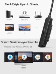 UGREEN 70609 USB 3.0 to SATA 3 Adaptör Kablosu UASP Destekli 5GB/s Yüksek Hız